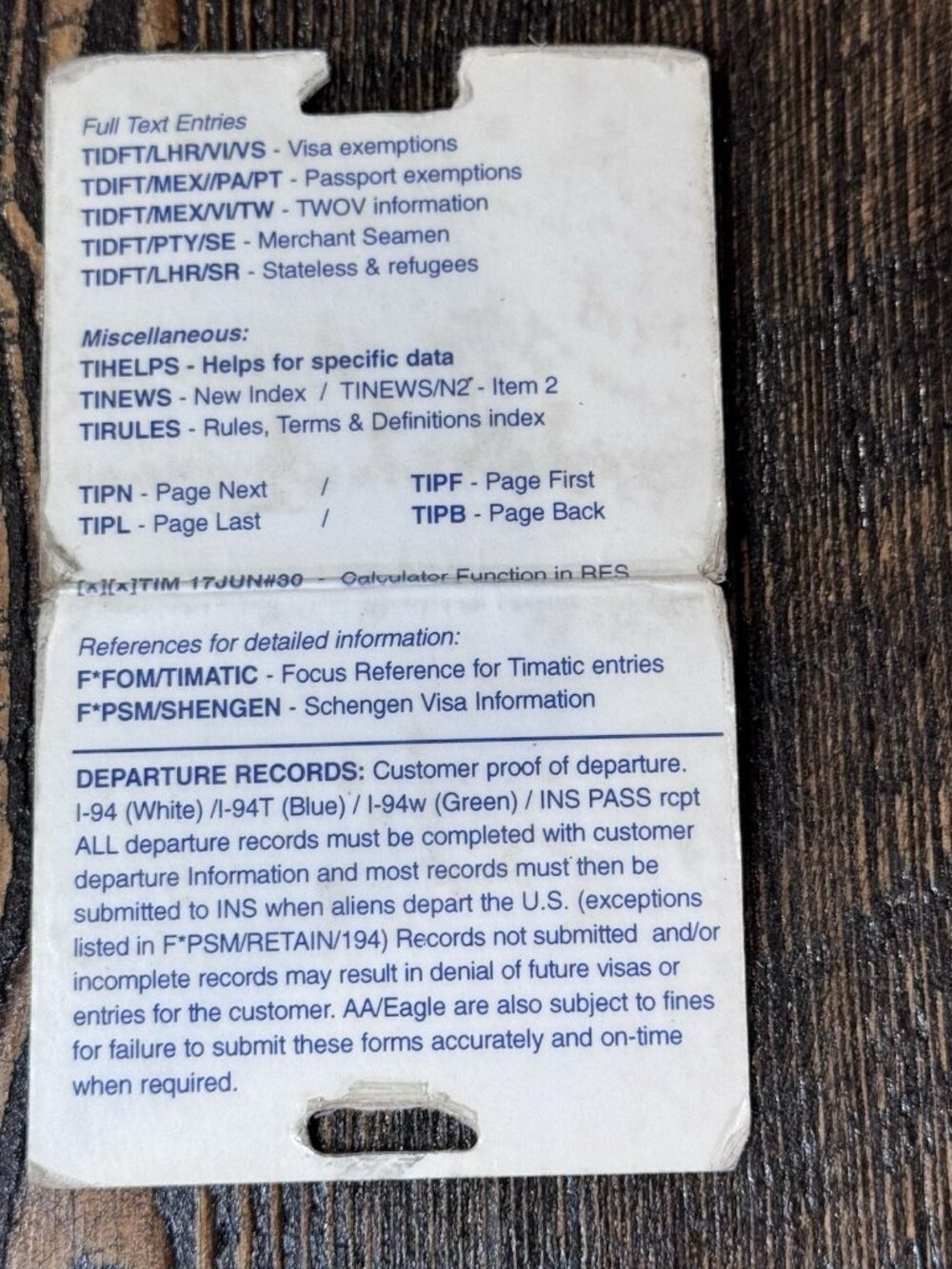 American Airlines Pocket Reference Guide And Timatic Card - Picture 10 of 12